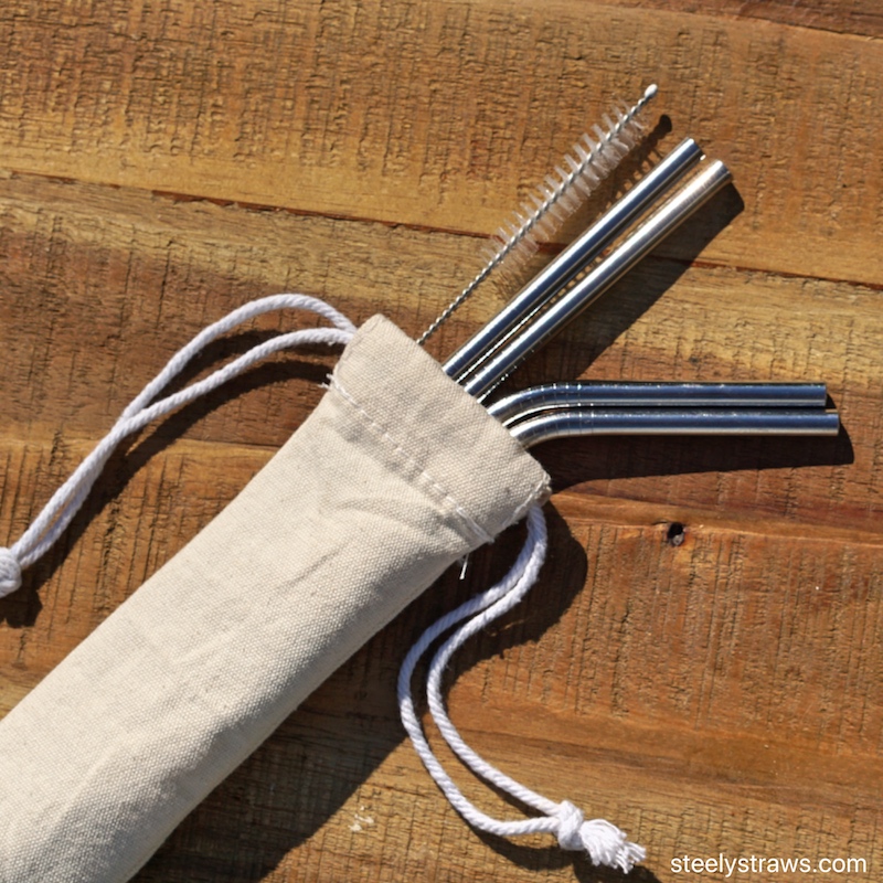 Download Reusable 5 Piece Straw Set In Cotton Pouch Buy Bulk Steelys Straws