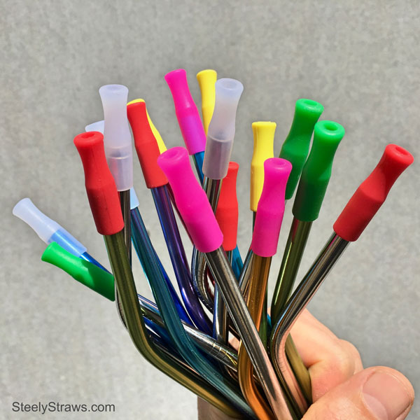 22Pcs Reusable Straws Tips, Silicone Straw Tips, Multi-color Food