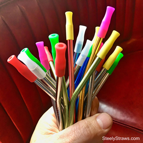 21pcs Reusable Silicone Straw Tips, Stainless Straw Tips, Black Food Grade Straws Tips Covers Fit for 6mm Wide Stainless Steel Straws and Glass